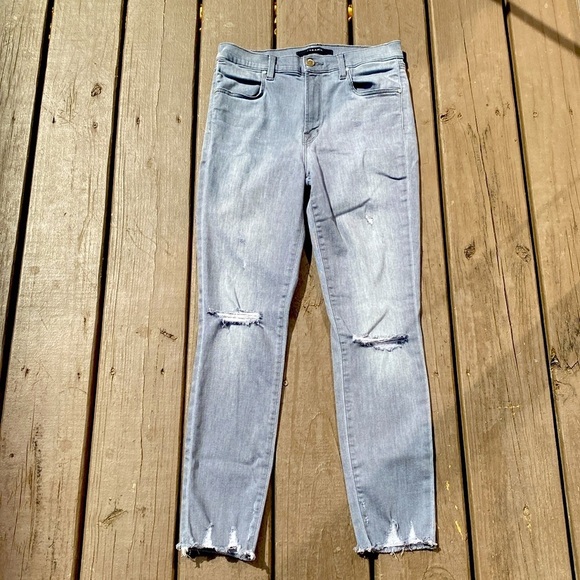J Brand Alana Provocateur Destruct High Rise Crop Skinny Jeans Gray Size 27 - Picture 5 of 16